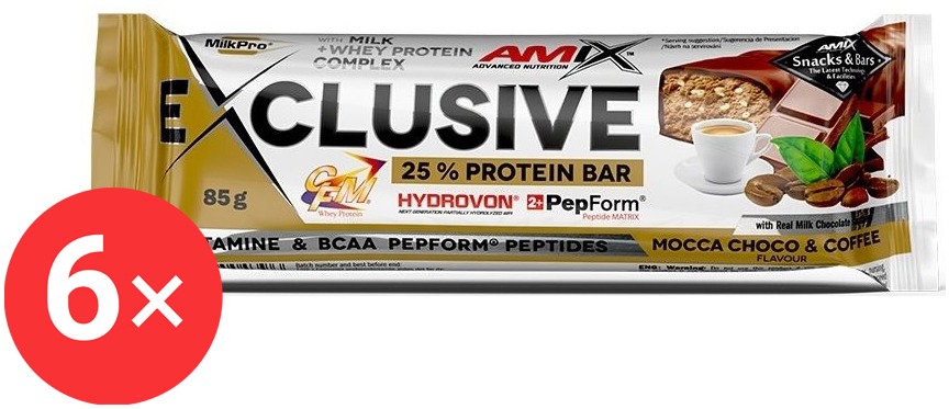 Amix Nutrition Exclusive Protein Bar, 6 x 85g, Mocha-Choco-Coffee