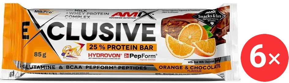 Amix Nutrition Exclusive Protein Bar, 6 x 85g, Orange-Chocolate