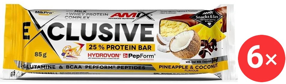 Amix Nutrition Exclusive Protein Bar, 6 x 85g, Pineapple-Coconut