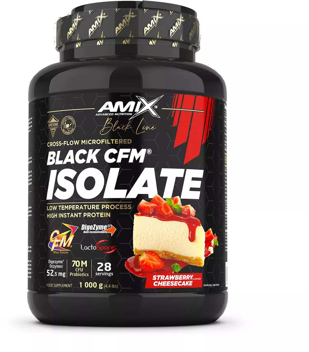 Amix Nutrition Black Line Black CFM® Isolate 1000 g, strawberry chees cake