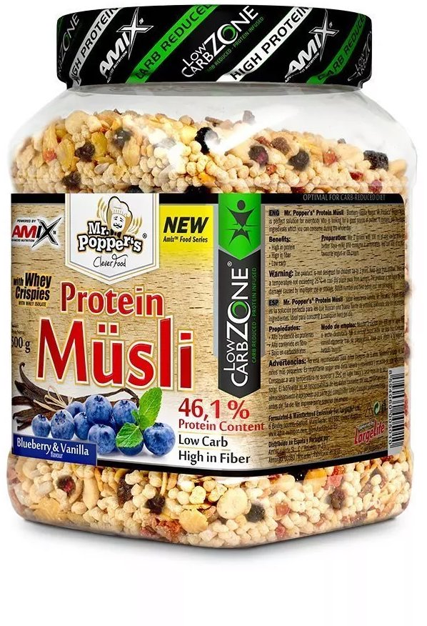 Amix Nutrition Mr.Popper´s - LowCarb Protein Müsli 500 g blueberry-vanilla