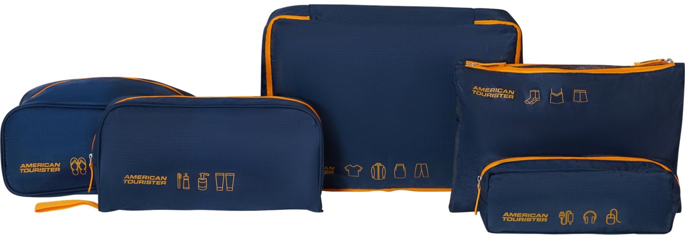 American Tourister sada organizérů, packing cubes 5 ks, modrá/oranžová (Navy/Orange)