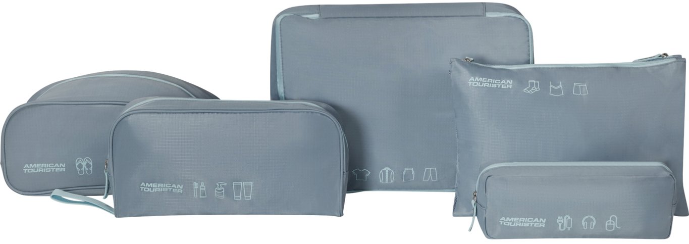 American Tourister sada organizérů, packing cubes 5 ks, modrá (Stone Blue/Blue)