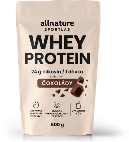 Allnature Sportlab Whey protein s příchutí čokolády 500 g