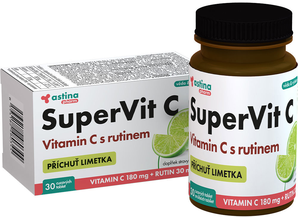 Astina Pharm Supervit C s rutinem limetka, 30 cucavých tablet se sladidly