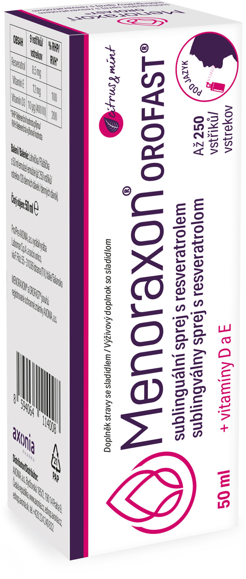 Menoraxon Orofast sublinguální sprej s resveratrolem 50 ml