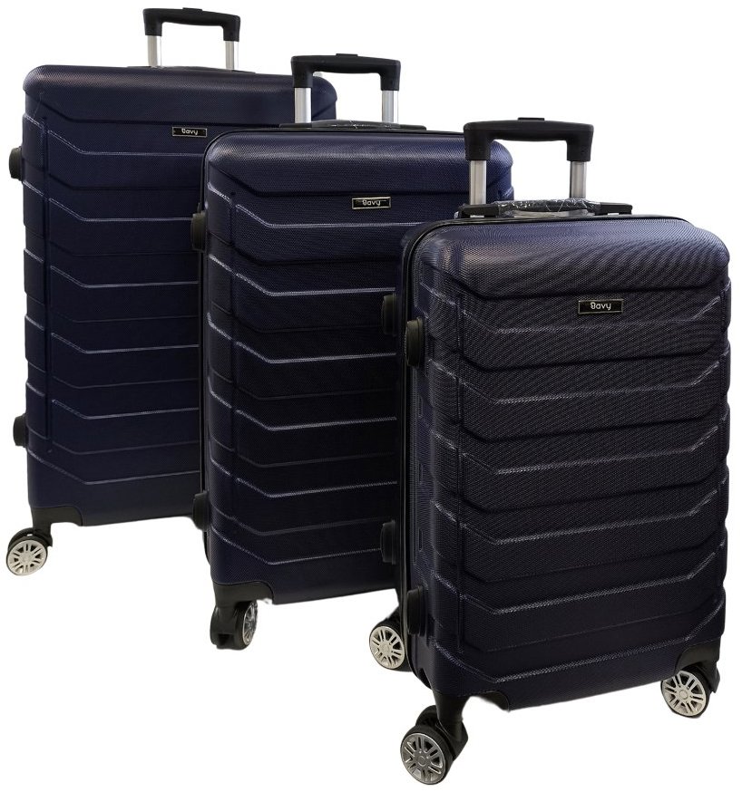 Bavy Cestovní kufr skořepinový Ribs Navy - set 3 ks
