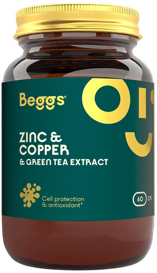 Beggs Zinc + Copper + Green tea extract 60 kapslí