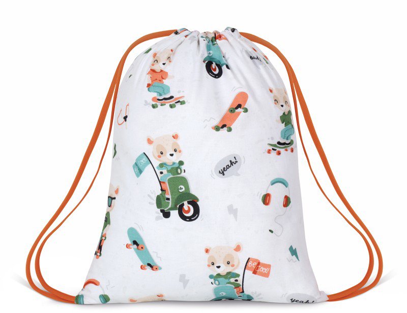 BELLATEX Sáček do školy 30 × 40 cm, 4221/041 medvídek na motorce