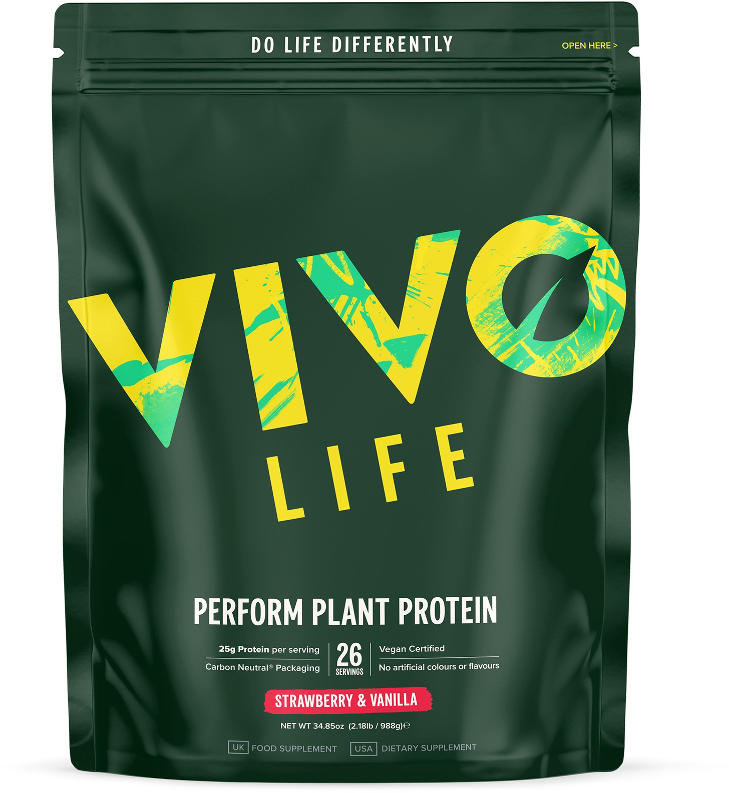 Vivo Life Perform Jahoda a vanilla - RAW vegan protein & BCAA (988 g)