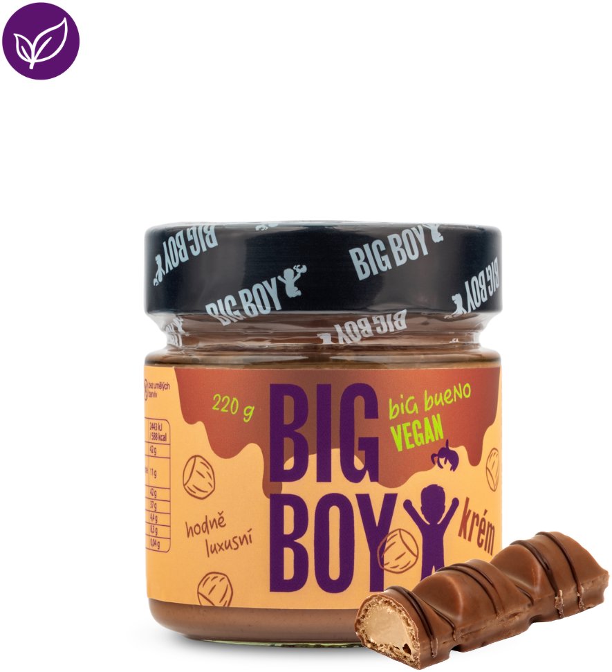 BIG BOY Big Bueno Vegan - Jemný lískový krém s kokosovým mlékem a cukrem 220 g