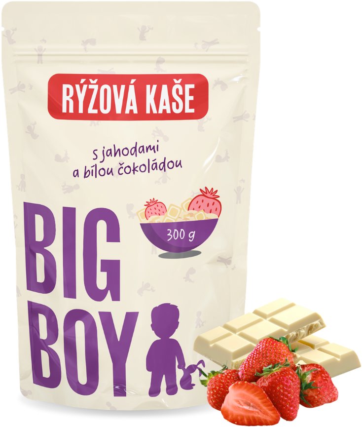 BIG BOY Rýžová kaše s příchutí jahod v bílé čokoládě 300 g