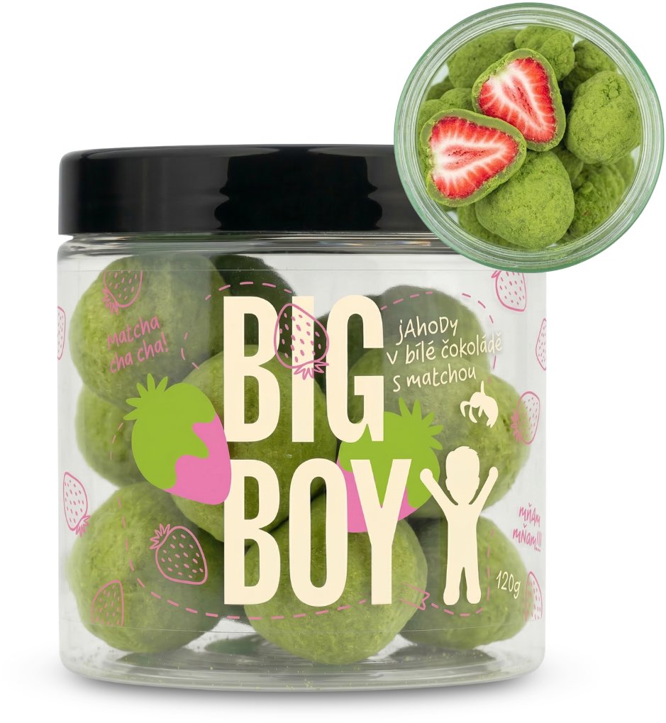 BIG BOY Jahody v matcha a bílé čokoládě 120 g