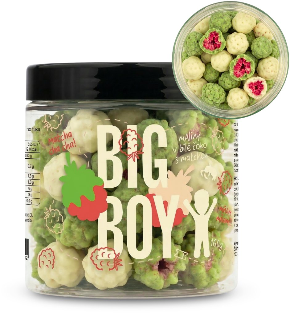 BIG BOY Maliny v matcha a bílé čokoládě 160 g