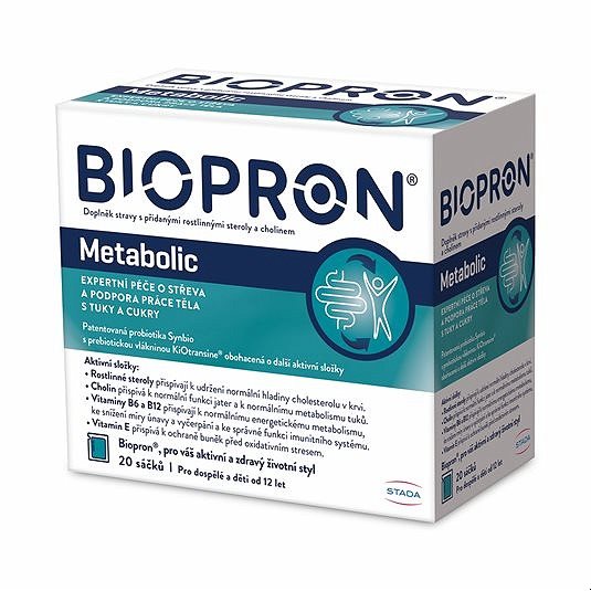 Biopron Metabolic, probiotika a prebiotika, podpora práce těla s tuky a cukry, 20 sáčků
