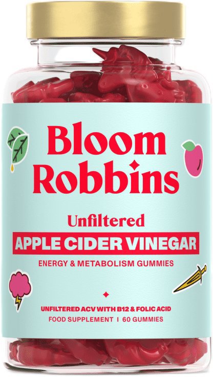 Bloom Robbins Vitamíny na trávení a energii s nefiltrovaným jablečným octem, 60 gummies