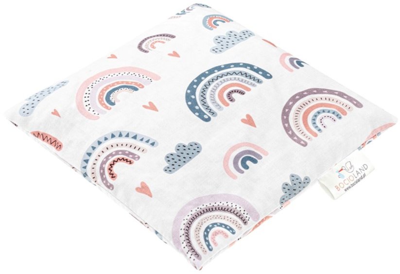 BocioLand Velký nahřívací polštářek s třešňovými pecičkami,  termofor - Duha pastelová