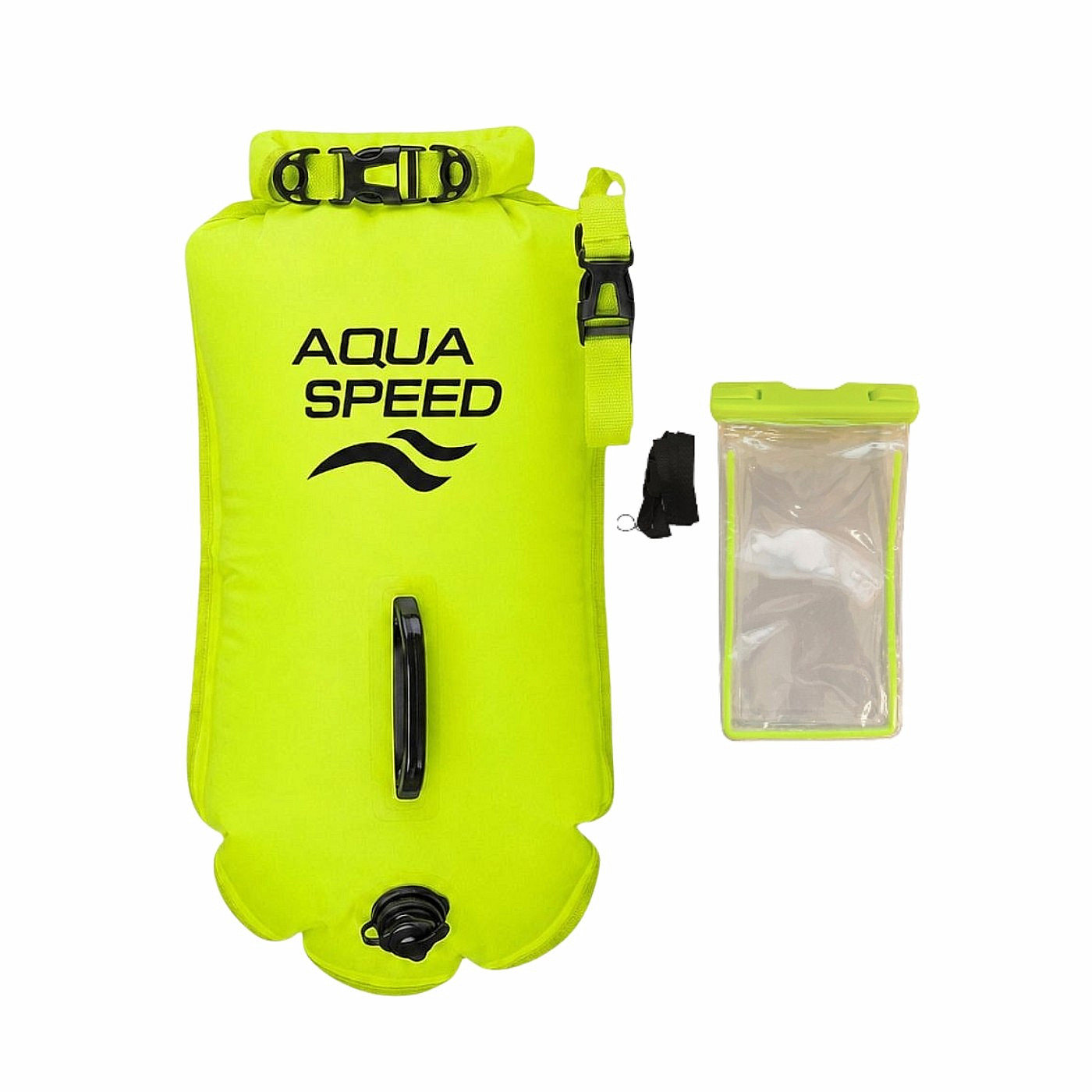Aqua Speed Open Water Bojka plavecká 37 × 72 cm, žlutá + pouzdro