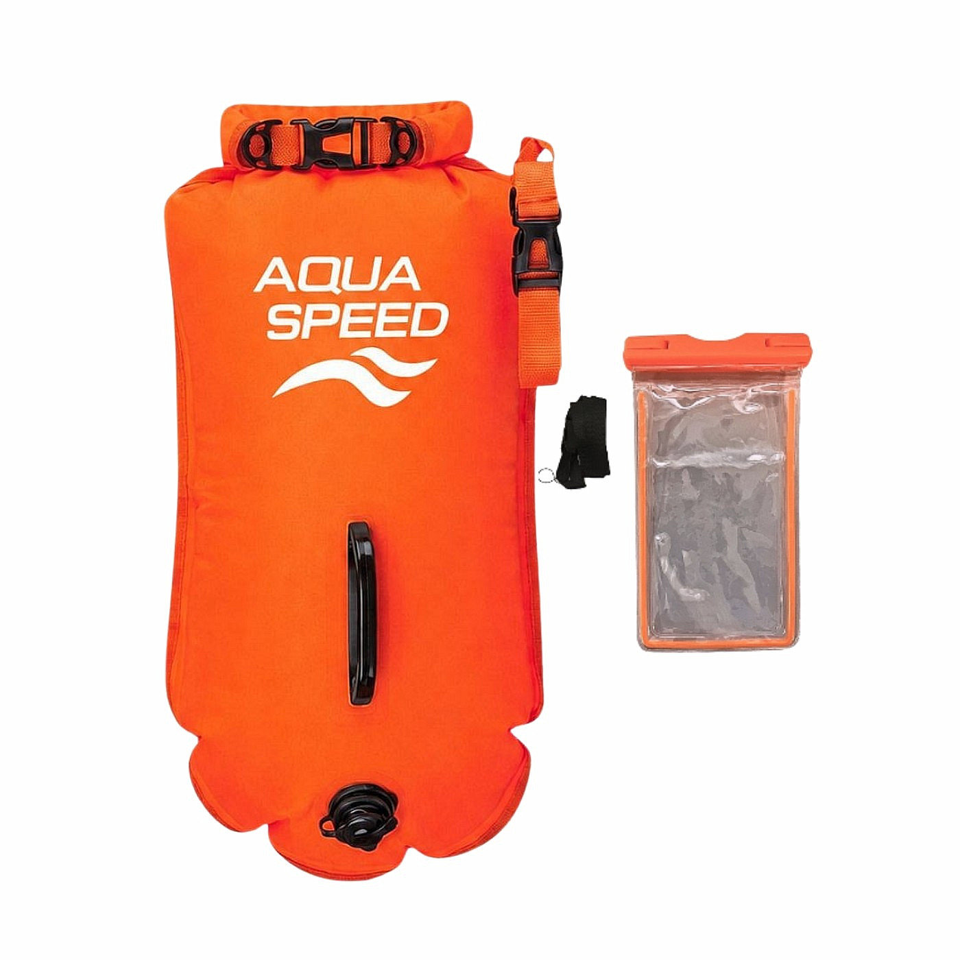 Aqua Speed Open Water Bojka plavecká 37 × 72 cm, oranžová + pouzdro