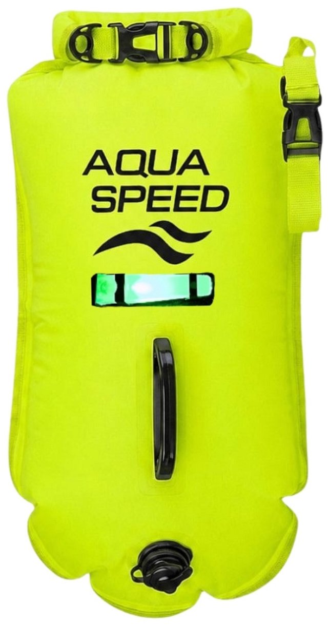 Aqua Speed Bojka plavecká Open Water 37 × 72 cm, žlutá + světlo