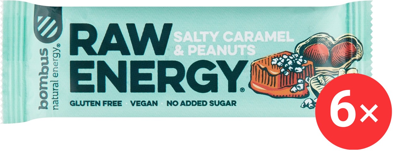 Bombus Raw Energy Salty caramel & peanuts 6 x 50g