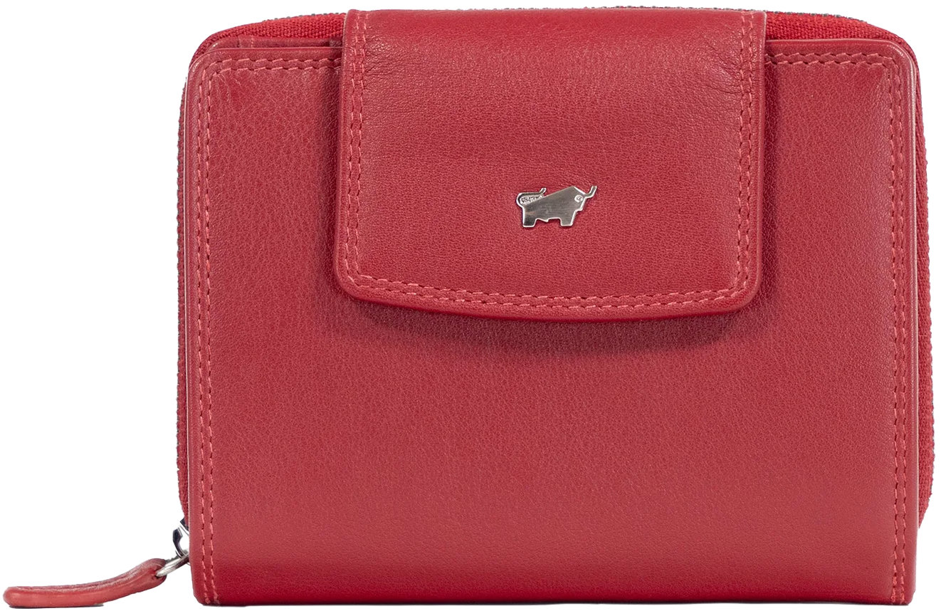 Braun Büffel Golf Rfid zip wallet with 12 card slots, red