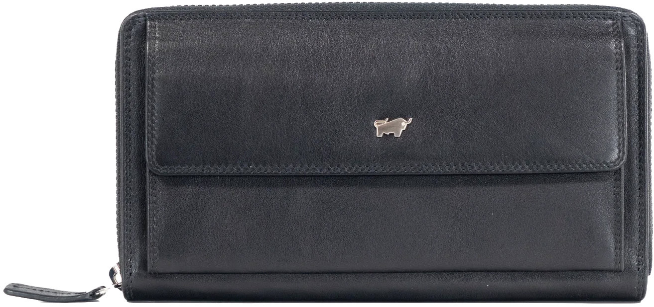 Braun Büffel Golf Rfid zip wallet with 16 card slots, black
