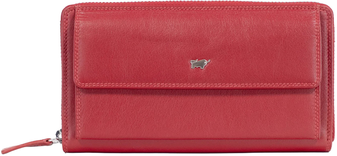 Braun Büffel Golf Rfid zip wallet with 16 card slots, red