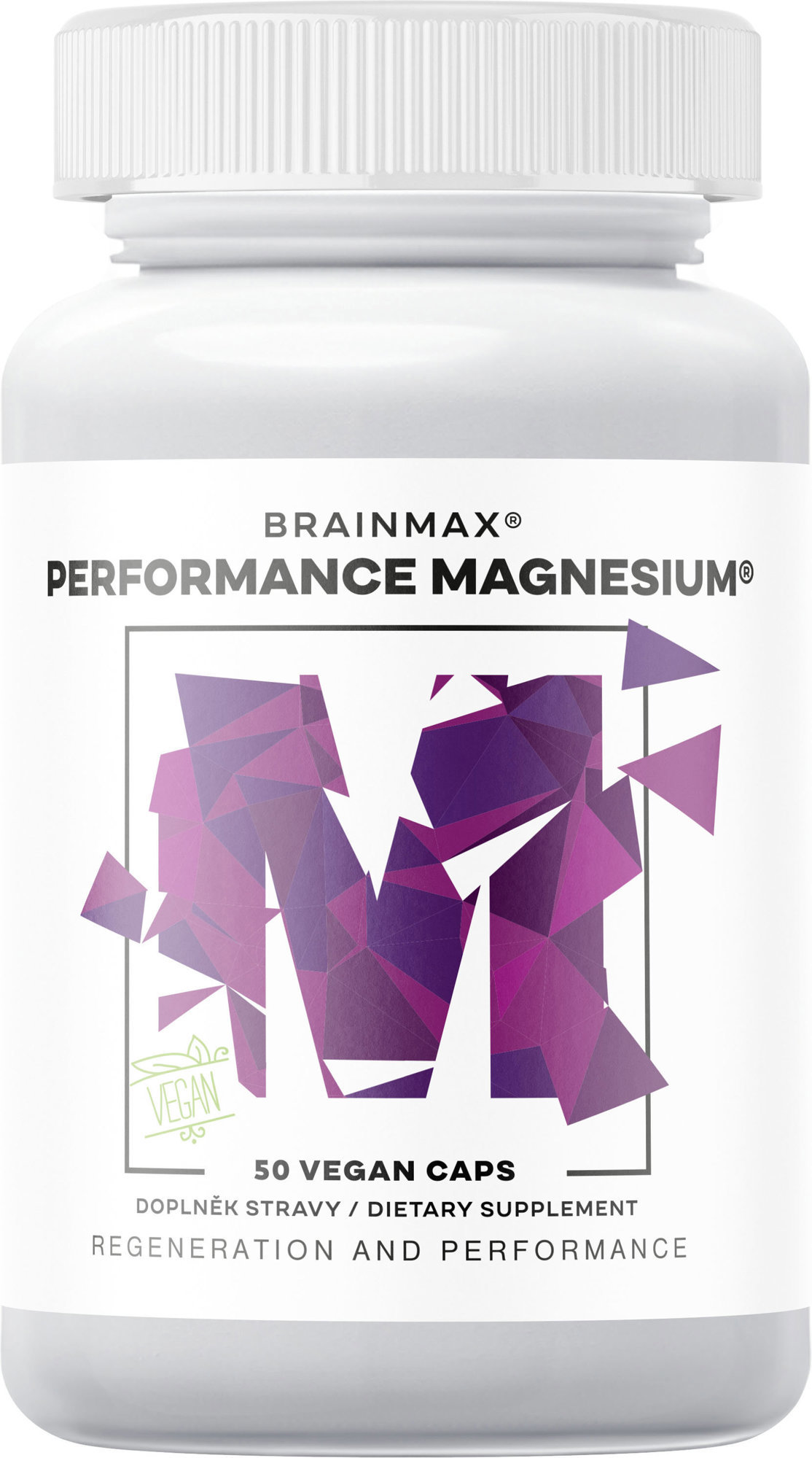 BrainMax Performance Magnesium, 1000 mg, Hořčík 200 mg + Vitamín B6 P5P, 50 kapslí