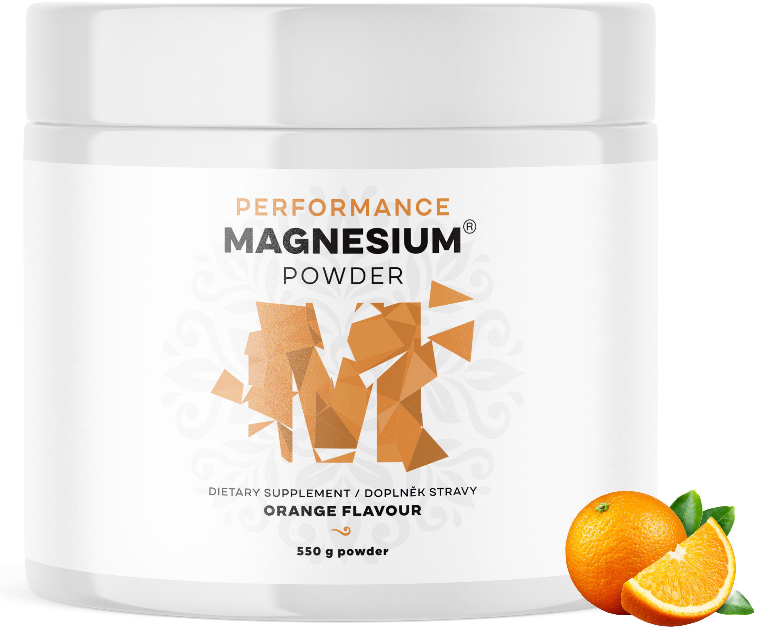 BrainMax Performance Magnesium Powder - Hořčík bisglycinát v prášku 550 g, pomeranč