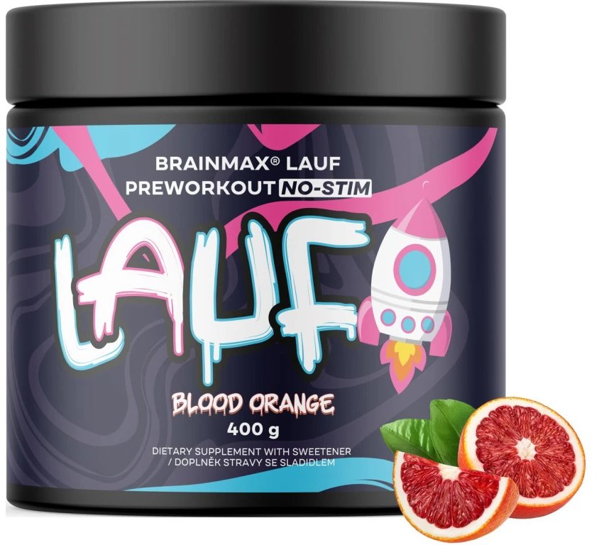 BrainMax Lauf Pre-workout NO-STIM 400 g, pomeranč