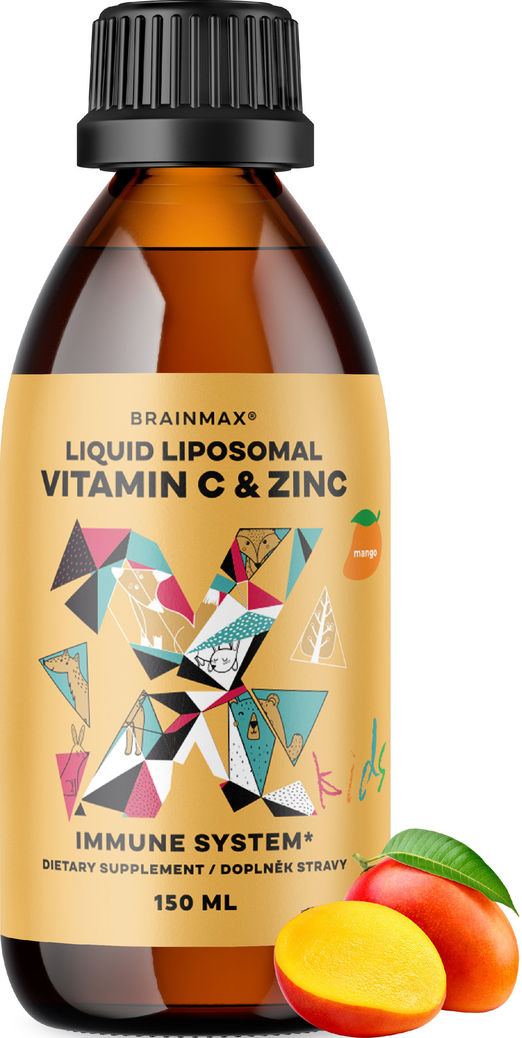 BrainMax Kids Liquid Liposomal Vitamin C Zinc Mango 150 ml
