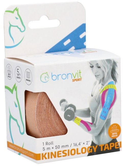 BronVit Sport Kinesio tape děrovaný 5 cm × 5 m béžový