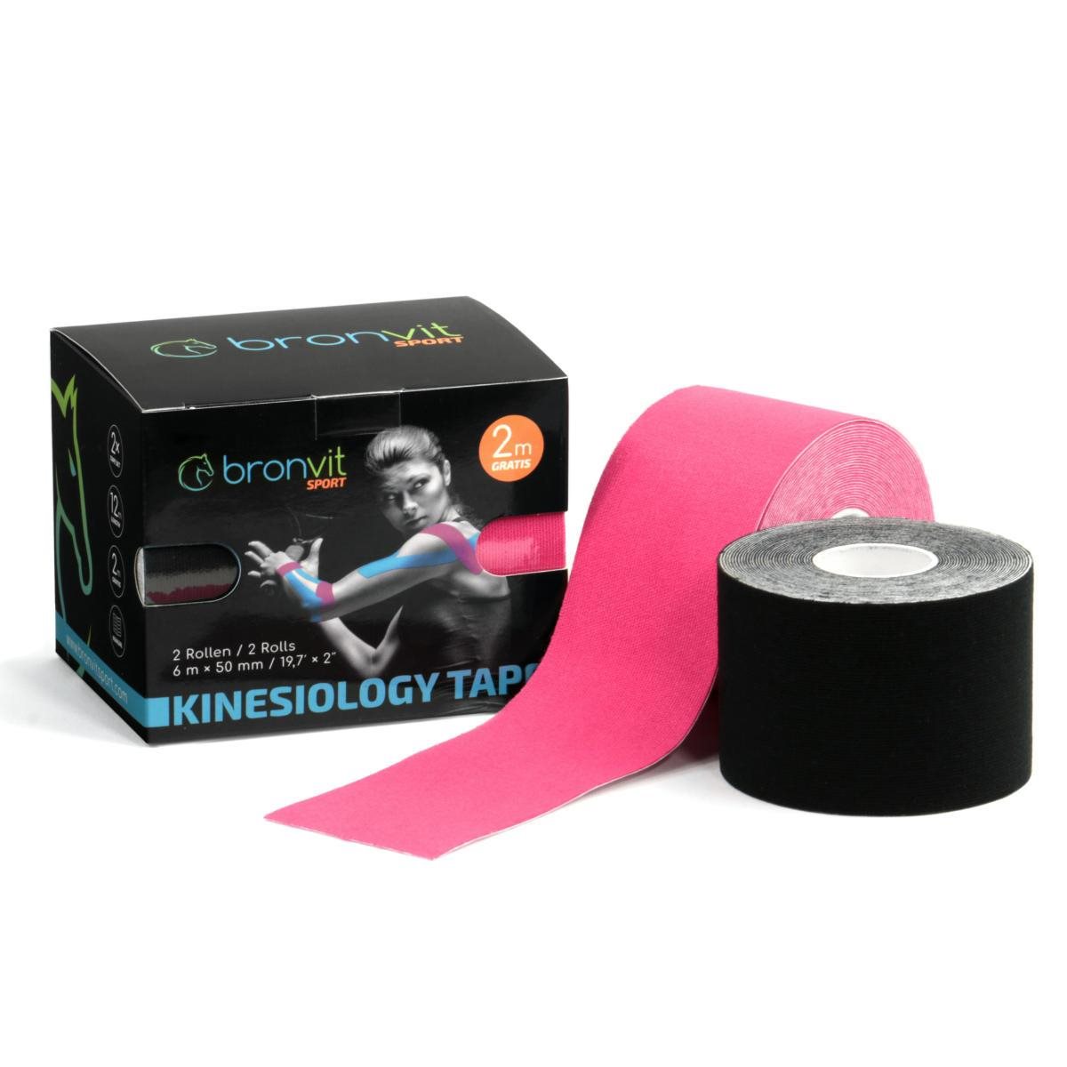 BronVit SPORT KINESIO TAPE SET 5 CM x 6 M Set kinesiologických tejpů, růžová, velikost