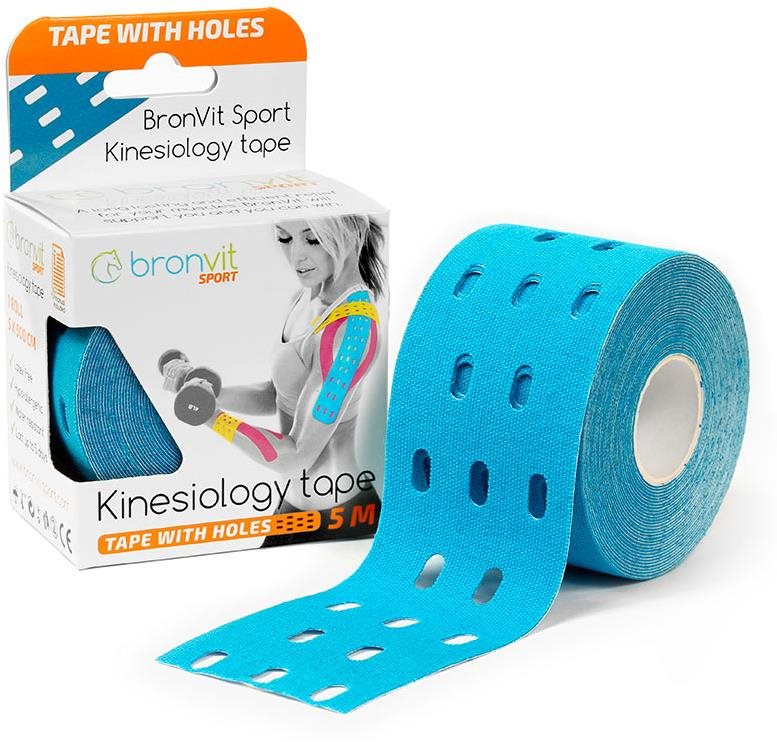 BronVit Sport Kinesio tape děrovaný modrý, 5 cm × 5 m
