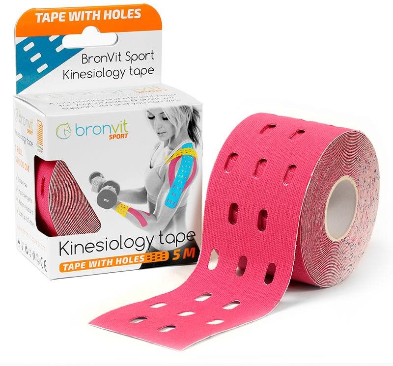 BronVit Sport Kinesio tape děrovaný růžový, 5 cm × 5 m