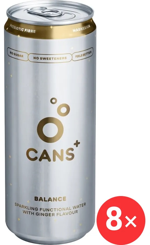 CANS+ Balance Perlivý funkční nápoj se zázvorovou příchutí, 8 x 330 ml