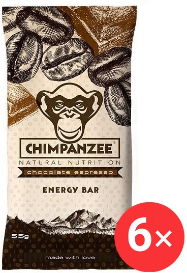 CHIMPANZEE Energy bar 6 x 55g, Chocolate Espresso