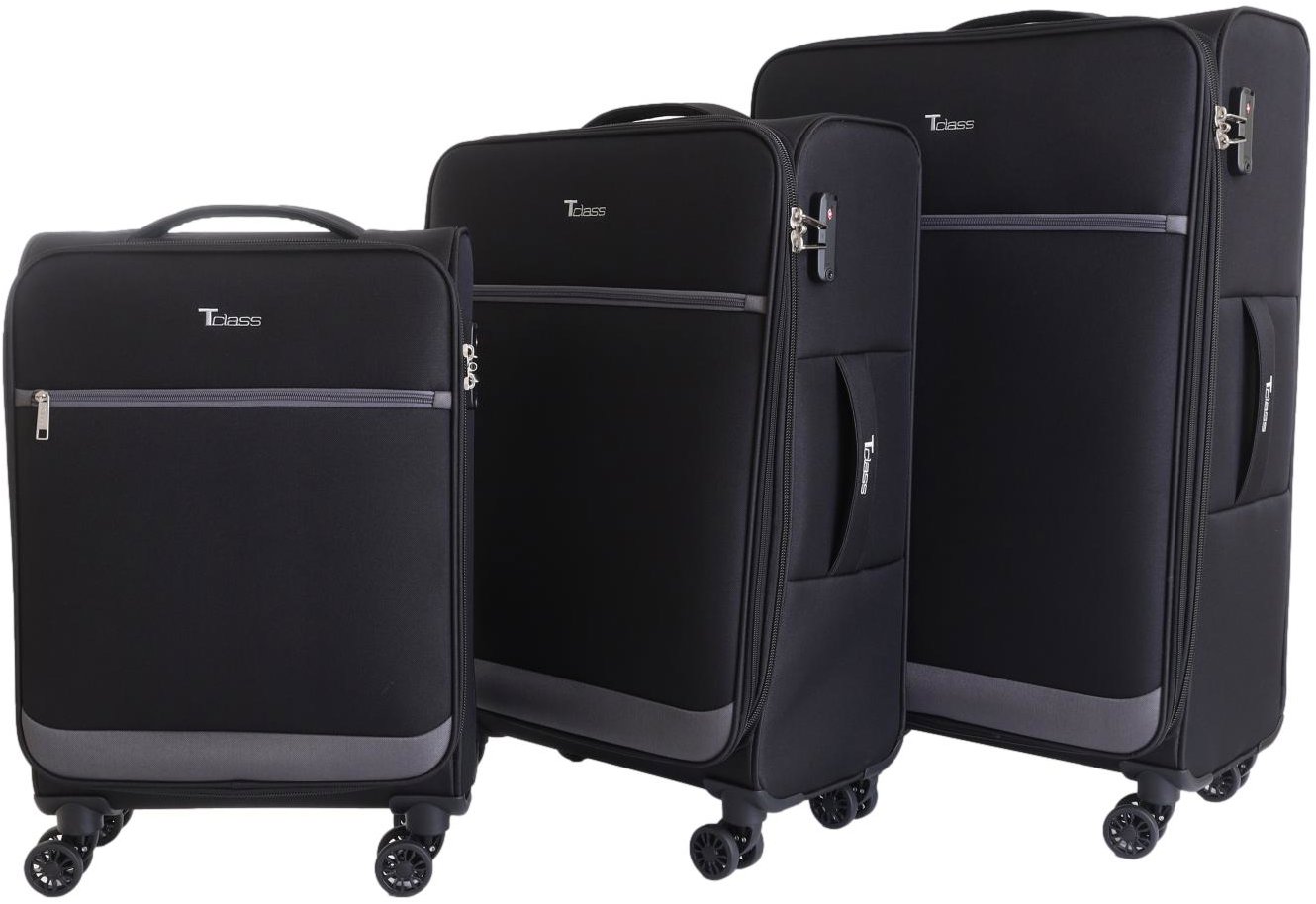 T-class® Sada 3 cestovních kufrů SC-045, černá