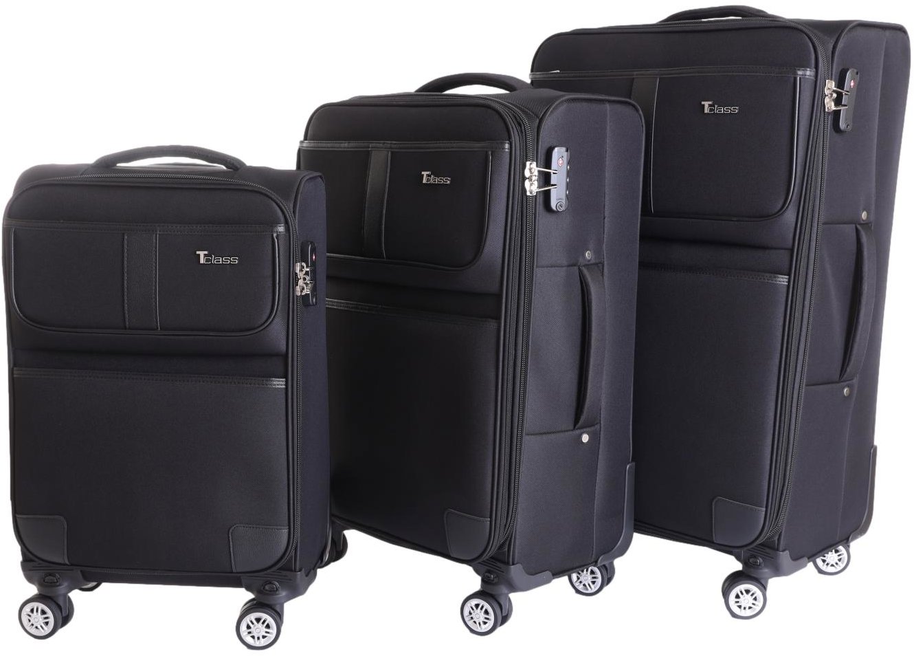 T-class® Sada 3 cestovních kufrů SC-080, černá