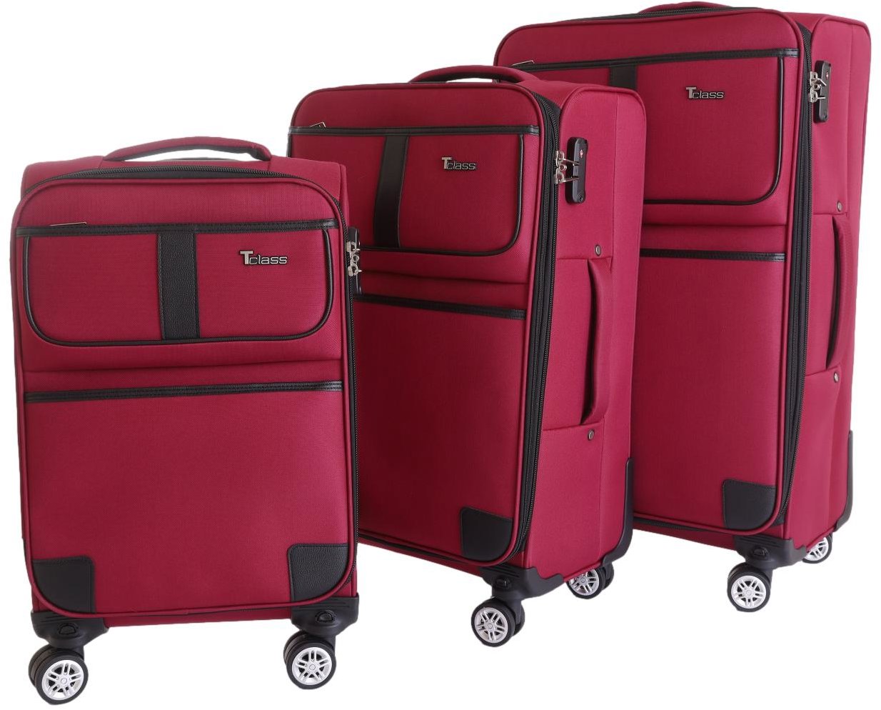 T-class® Sada 3 cestovních kufrů SC-080, vínová