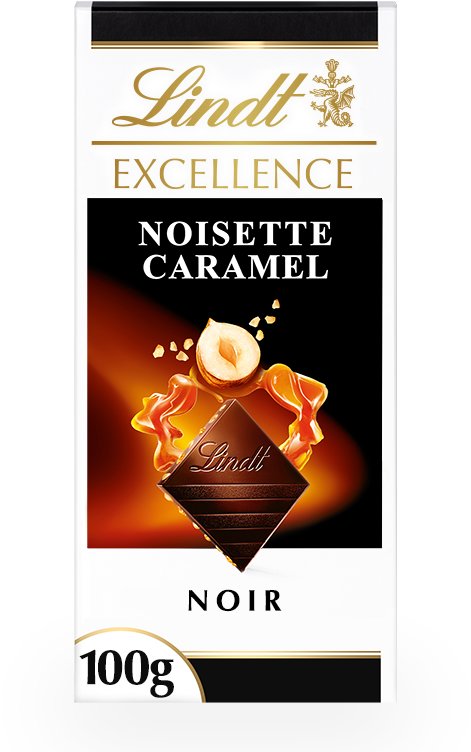 Lindt EXCELLENCE Hořká čokoláda, karamelizované lískové ořechy a křupavé kousky karamelu, 100 g