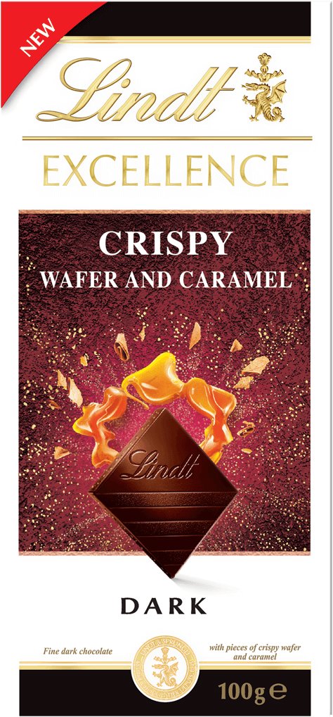 Lindt EXCELLENCE Dark Crispy Wafer & Caramel, 100 g