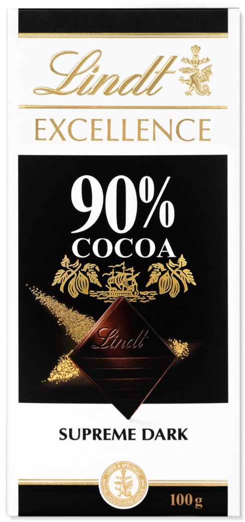 Lindt EXCELLENCE Hořká čokoláda 90% kakaa, 100 g