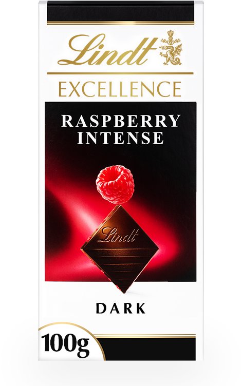 Lindt EXCELLENCE Hořká čokoláda s kousky malin, 100 g