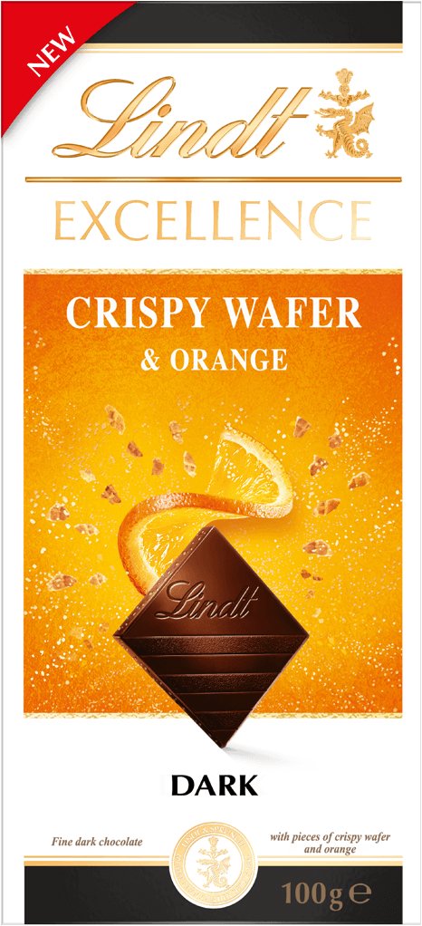 Lindt EXCELLENCE Crispy Wafer & Orange, 100 g