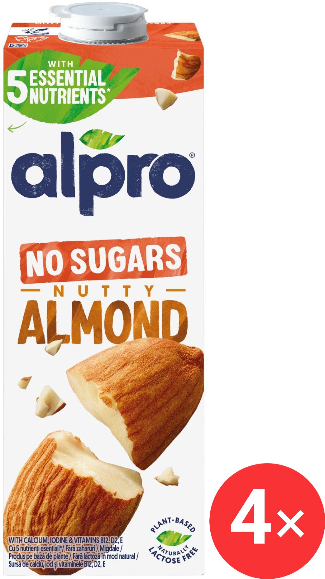 Alpro mandlový nápoj neslazený 4 x 1l