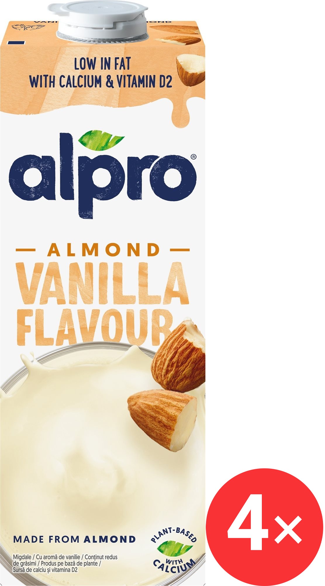Alpro mandlový nápoj s vanilkovou příchutí 4 x 1l