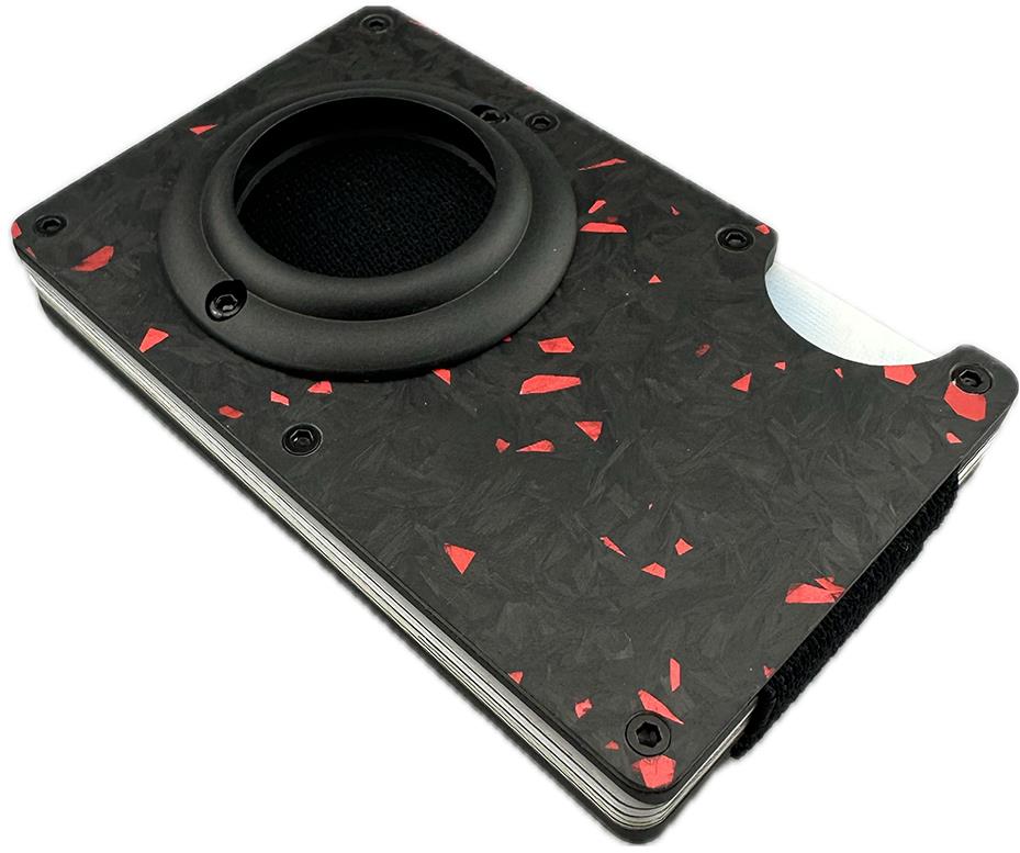 Daklos Carbon RFID karbonová mini pro AirTag s klipem černočervená