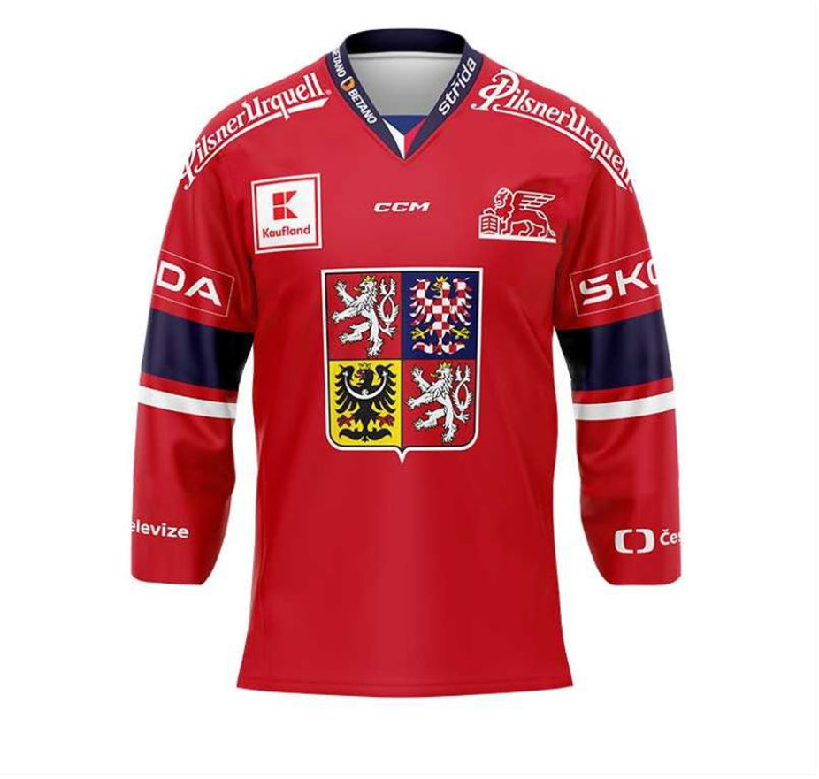 CCM Reprezentační dres s reklamou červený, Senior, L